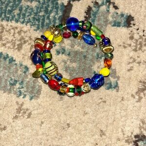Vintage Chevron African trade BEAD VENETIAN glass wrap bracelet